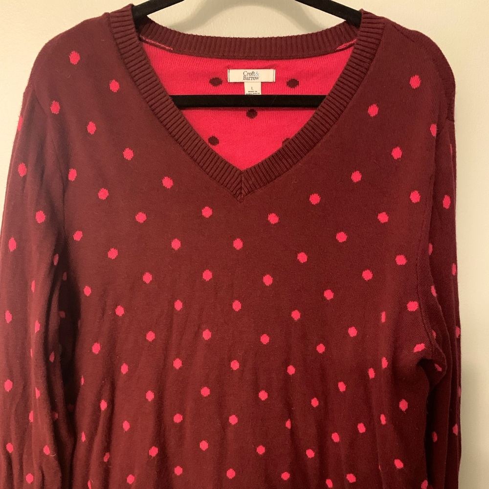 Women’s Croft & Barrow Polka Dot Sweater Size Large